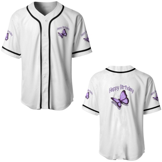 Discover Happy Birthday, Purple Butterfly Baseball Jerseys