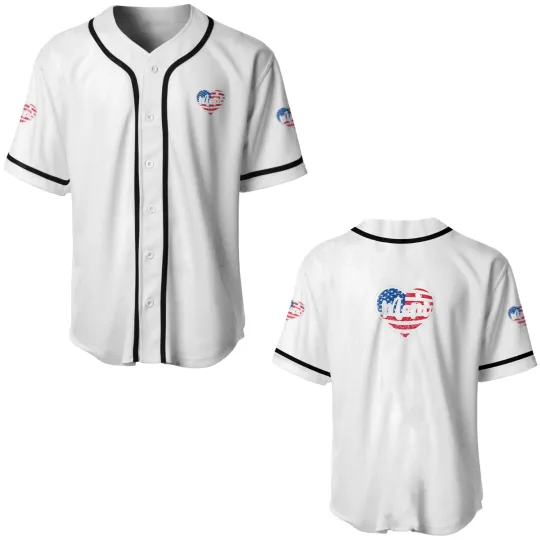 Discover Womens Distressed American Flag Heart Bowling Baseball Jerseys