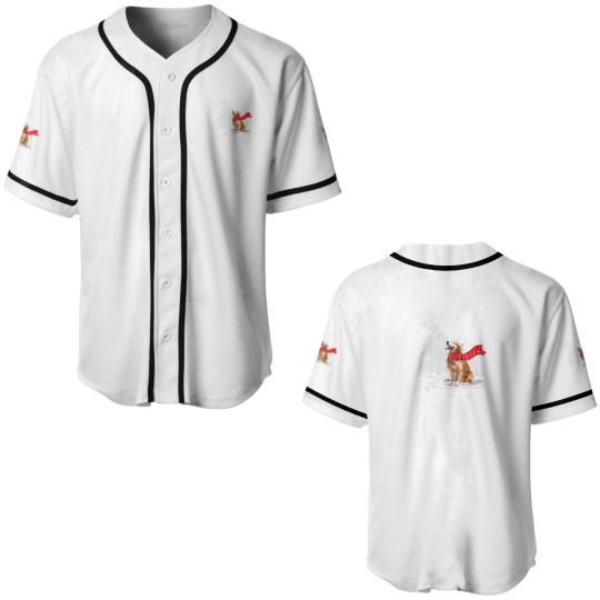 Discover Golden Retriever Is Watching The Snow Falls Christ Baseball Jerseys