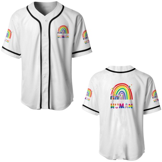 Discover We Are All Human Proud LGBT Rainbow Flag Inspirati Baseball Jerseys