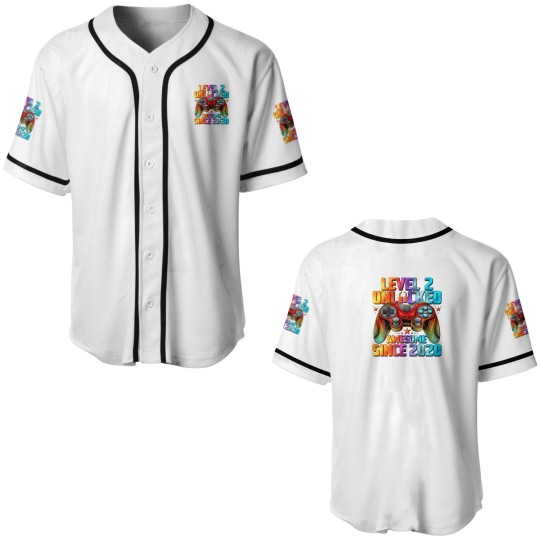 Discover Level 2 Unlocked Awesome Since 2020 2Nd Birthday G Baseball Jerseys