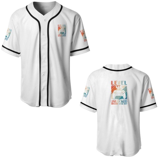 Discover Vintage Level 45 Unlocked Video Gamer Awesome Sinc Baseball Jerseys
