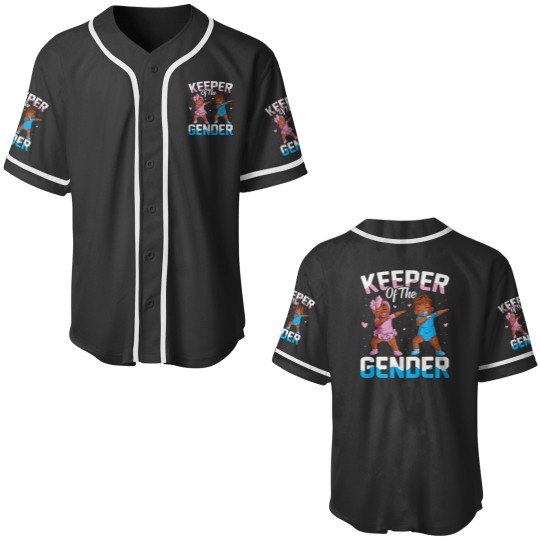 Discover Keeper of the Gender Baby Party Gender Reveal Announcement Baseball Jerseys
