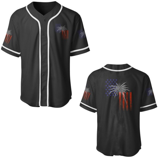 Discover 4th of July American Flags and Firework Baseball Jerseys
