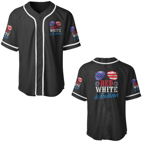 Discover Fireworks US Glasses Red White amp Fourteen Years Old Birthday Baseball Jerseys