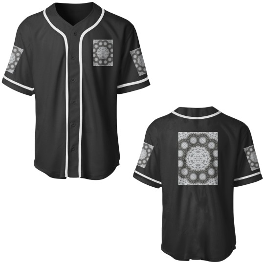 Discover Magic Ripples Kaleidoscope Mandala White Gray Graphic Baseball Jerseys