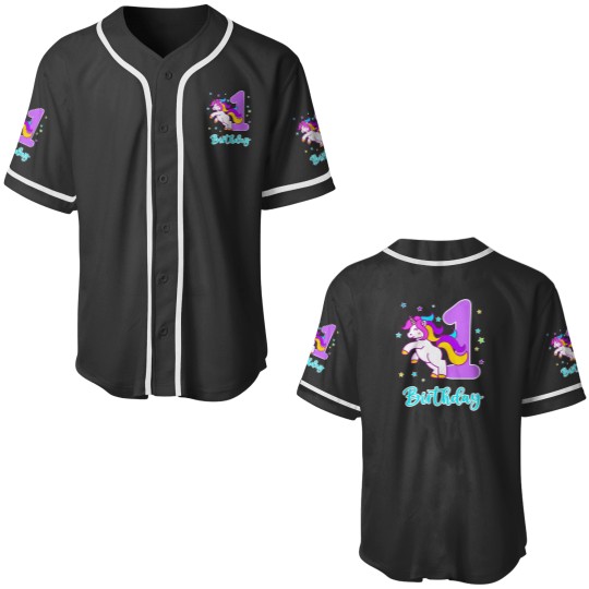 Discover Cute Cartoon Unicornss 1st Birthday Celebration Baseball Jerseys