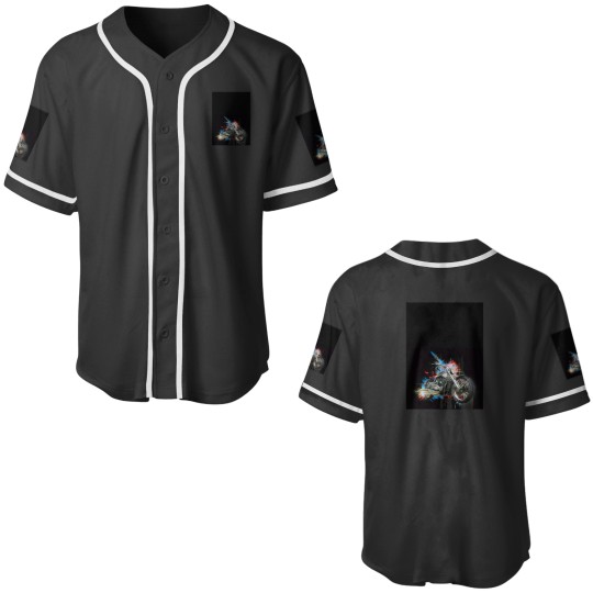 Discover Chrome motorcycle with colorful abstract element on black background Graphic Baseball Jerseys