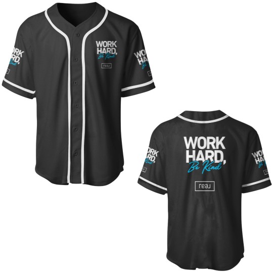 Discover Real Broker Work Hard Be Kind Core Value White and Blue Baseball Jerseys