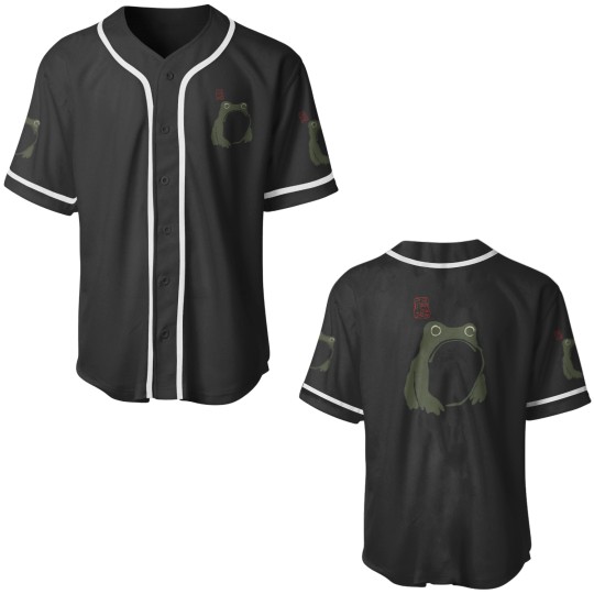 Discover Matsumoto Hoji woodblock print Grumpy frog toad Long Sleeve Baseball Jerseys