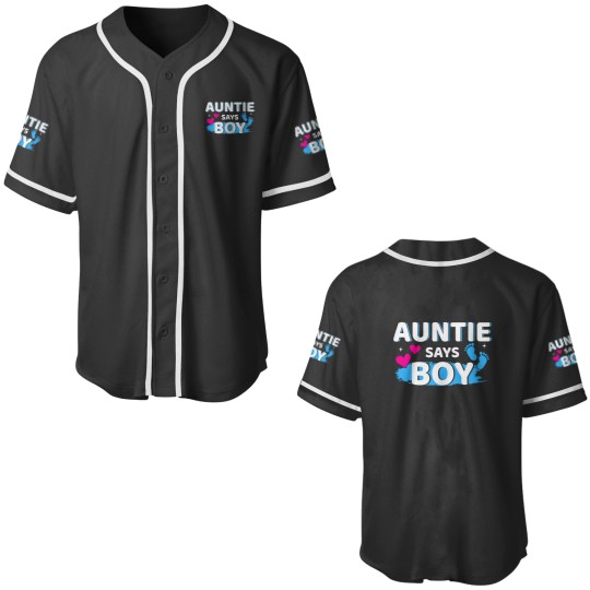 Discover Gender reveal auntie says boy matching family baby party Baseball Jerseys