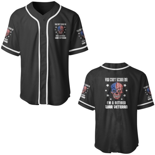 Discover Retired Warss Veteran USA Flag Skull Essential Baseball Jerseys