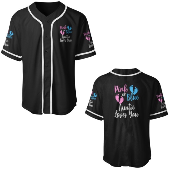 Discover Gender Reveal Aunt Shirt Pink Or Blue Auntie Loves You Tee Baseball Jerseys