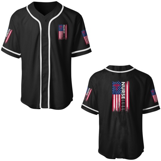 Discover Nurse Flag Heartbeat Line USA American Heroes Nurses Gifts Baseball Jerseys