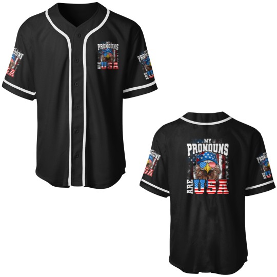 Discover My Pronouns Are USA Patriotic Eagle Funny 4th of July Baseball Jerseys
