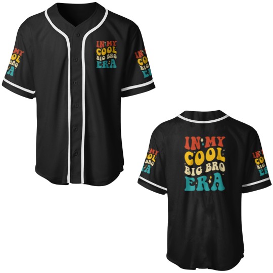 Discover In My Cool Big Bro Era Baby Announcement for Brother Kids Baseball Jerseys
