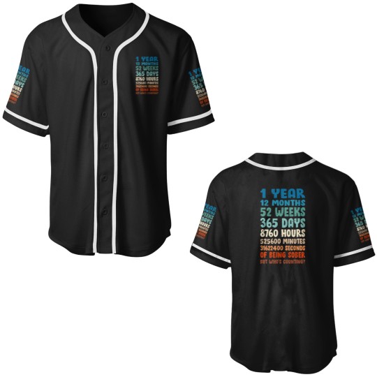 Discover One Year Sober Birthday AA NA Sobriety Baseball Jerseys