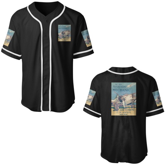 Discover Vintage US Amy- Be an Aviation Mechanic - in the Air CorpsGraphic Baseball Jerseys