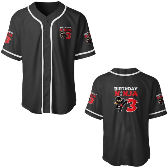Discover Kids Birthday Ninja Shirt 3 Year Old Ninja Birthday Party Theme Baseball Jerseys