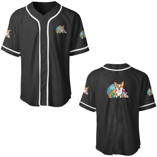 Discover Easter Corgi Dog Cute Cartoon Style Easter Eggs Baseball Jerseys