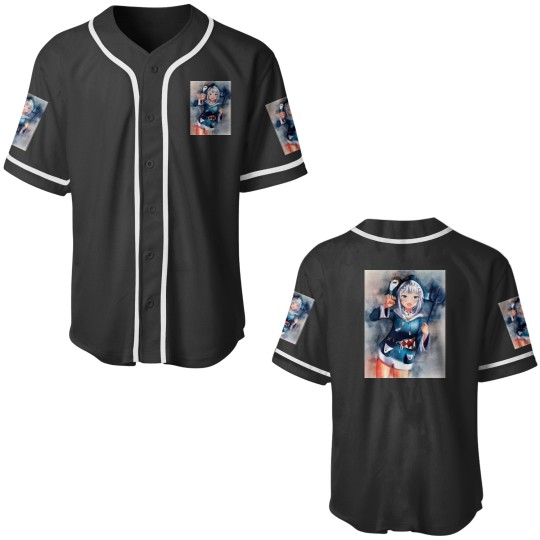 Discover Gawr Gura Anime Watercolor Baseball Jerseys