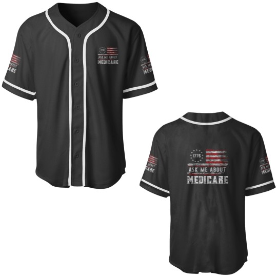 Discover Ask Me About Medicare Insurance Agent Broker Sales Marketing Baseball Jerseys