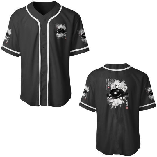 Discover NieR Automata 2B Japan Ink AO DEN Gift Halloween Day, Thanksgiving, Christmas Day Baseball Jerseys
