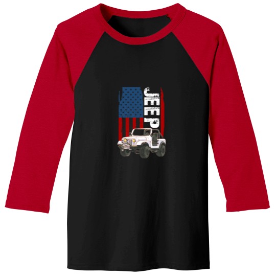 Discover -Jeep-American Flag-Jeep- Baseball Tees
