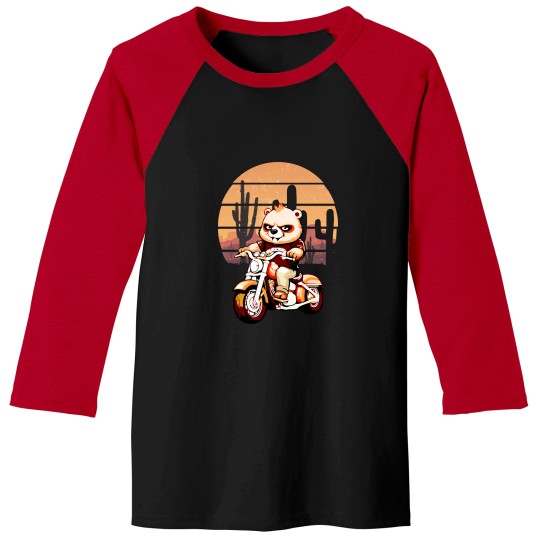 Discover Bear  Riding Motorcycle Baseball Tees