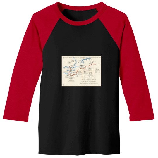 Discover Old WWII 1104 Engineer Combat Group Route (1945) Vintage D-Day to V-Day US Military Map Sticker.png Baseball Tees