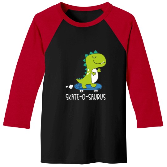 Discover Skating Dino Skating Dino Skate-O-Saurus Dinosaur Baseball Tees