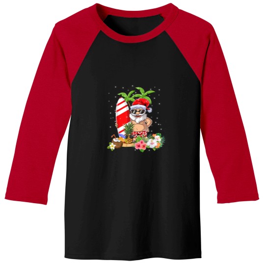 Discover Christmas In July Santa Hawaiian Surfing Summer Surf Baseball Tees