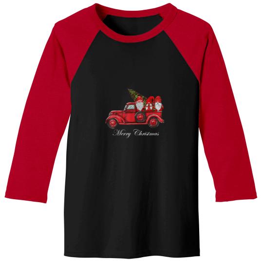 Discover Merry Christmas Vintage Red Truck Gnomes With Christmas Tree Baseball Tees