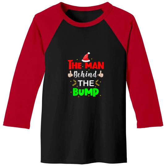 Discover Man Behind Bump Funny Christmas Pregnancy Husband Dad 2020 Baseball Tees