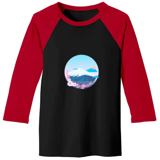 Discover Cherry Blossom and Mountain Fuji Active Baseball Tees