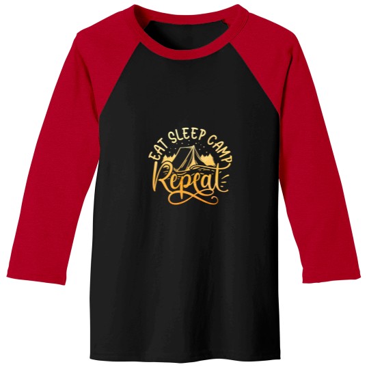 Discover eat sleep camp repeat designe for men and women Baseball Tees