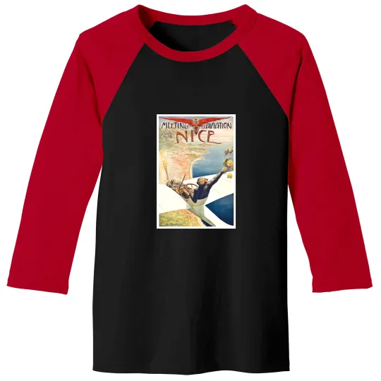 Discover 1910 Meeting dAviation Nice France Advertising Baseball Tees
