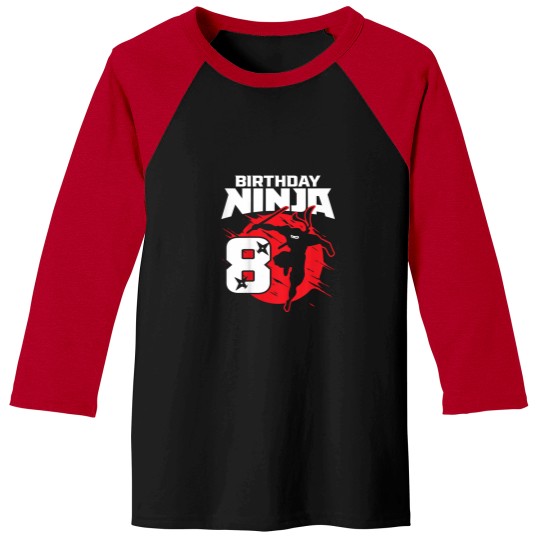 Discover Kids Birthday Ninja 8th Birthday Little Ninja Is 8 Year Old Boys Baseball Tees
