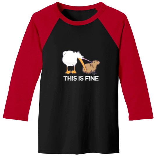 Discover This is fine Meme funny Capybara dog Pelican Nihilism Joke Baseball Tees