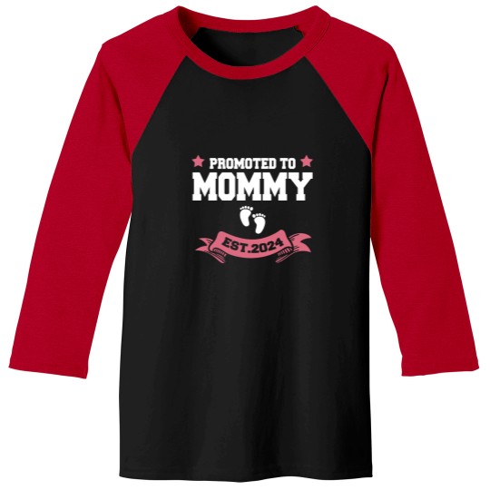 Discover Promoted To Mommy 2024 New Mom Pregnancy Announcement Funny Classic Baseball Tees