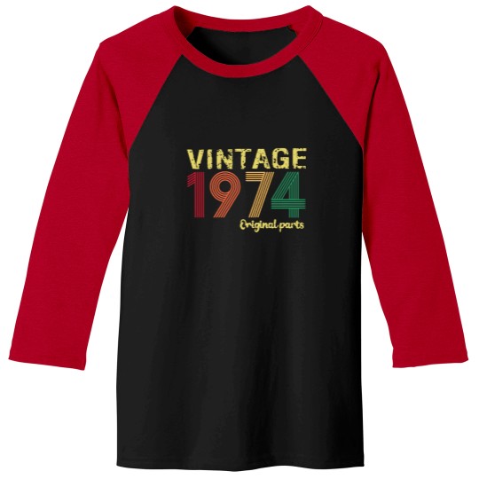 Discover 1974 Original Parts Baseball Tees, 49th Birthday Gift For Men, Vintage 1974 Baseball Tees