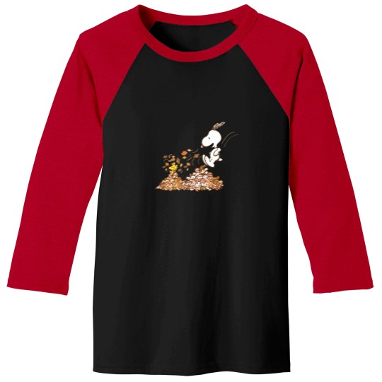 Discover Snoopy Leaf Pile Graphic Baseball Tees