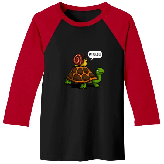 Discover Snail Riding Turtle Baseball Tees