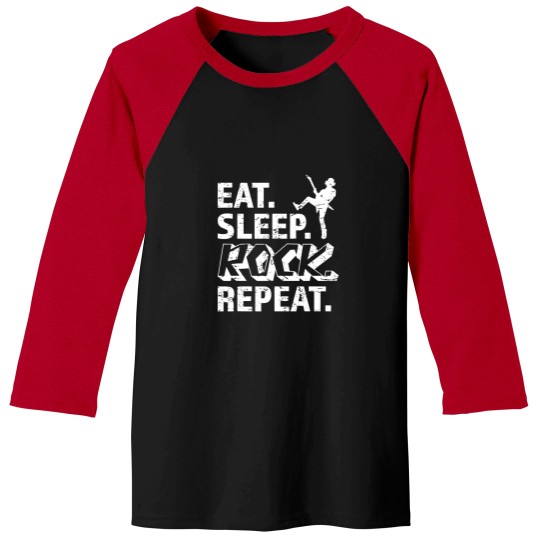 Discover Eat Sleep Rock Repeat Metal Music Rocker Headbanger Baseball Tees