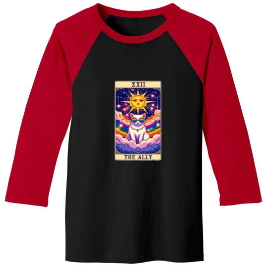 Discover Ally Cat Tarot Card Pride Sunglasses Les Gay LGBTQ Women Men Baseball Tees
