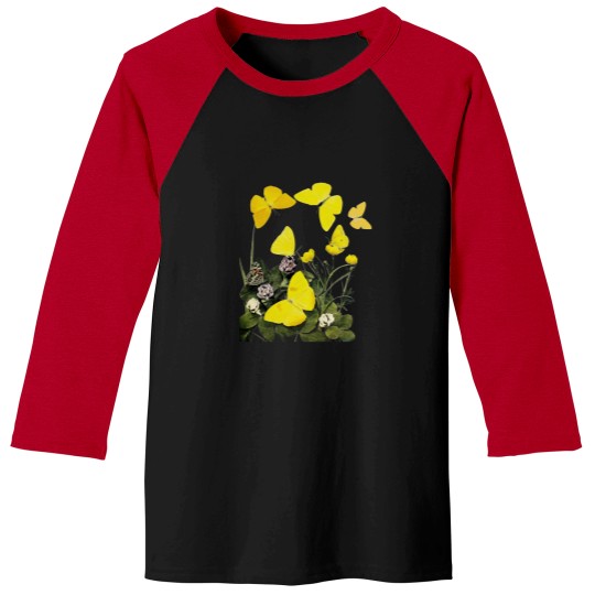 Discover Yellow Butterflies & Flowers Classic Baseball Tees