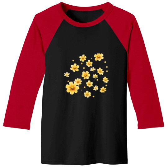 Discover Yellow Cosmos Flowers Pattern Classic Baseball Tees