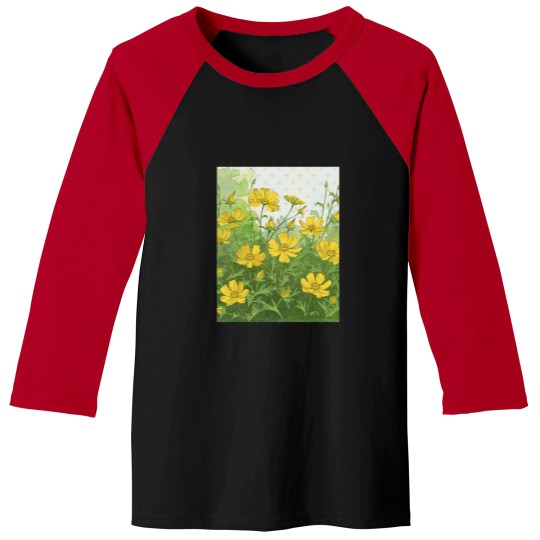 Discover Golden Cosmos Bloom Classic Baseball Tees