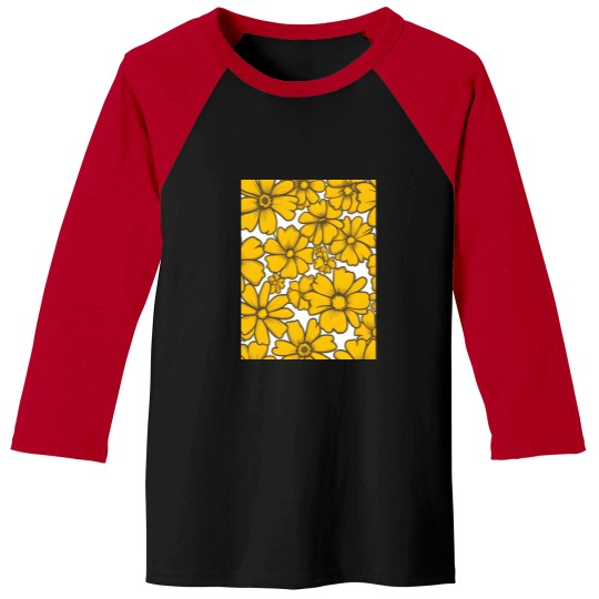 Discover Sunny Day Floral Pattern Graphic Baseball Tees