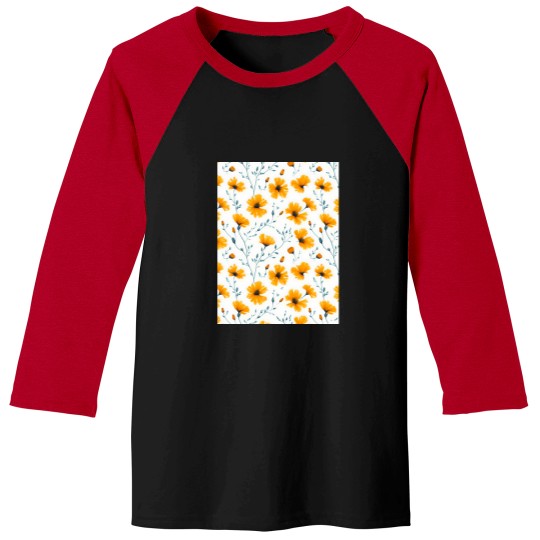 Discover Yellow floral seamless pattern Classic Baseball Tees